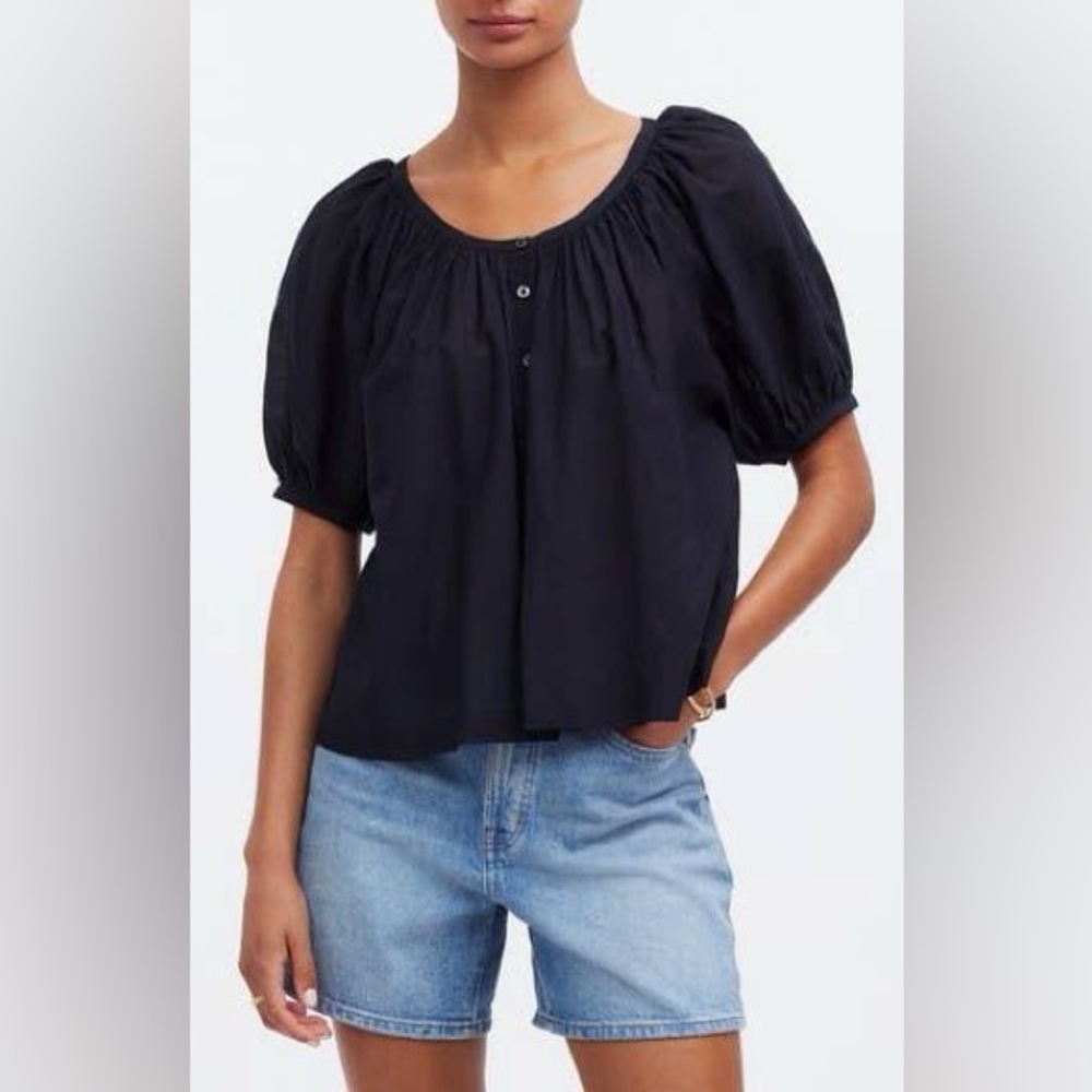 Madewell Black Puff Sleeve Top